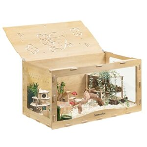 MEWOOFUN Holz Hamsterkäfig groß für syrische Hamster, Zwerg Hamster und Meerschweinchen – 100 x 50 x 50 cm Hamsterkäfige transparenter Kleintierkäfig (Keine Haustür)