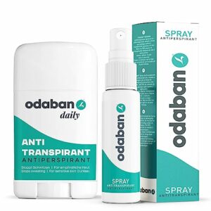 ODABAN Antitranspirant Set | Deo Stick plus Spray | Anti Schweiß | Sweat Stop Mittel | Gegen Starkes Schwitzen | Mit Aluminium für Hände Kopf Achselschweiß | Hyperhidrose