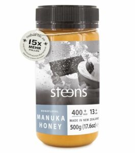 Steens Manuka Honey MGO 400 + - 500 g rein roher 100% zertifizierter UMF 13+ Manuka Honig - abgefüllt und versiegelt in Neuseeland - 500 g