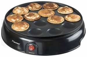 Bestron Poffertjes Maker im Retro Design, Mini Pfannkuchen Automat, mit Antihaftbeschichtung, Sweet Dreams, 800 W, Schwarz