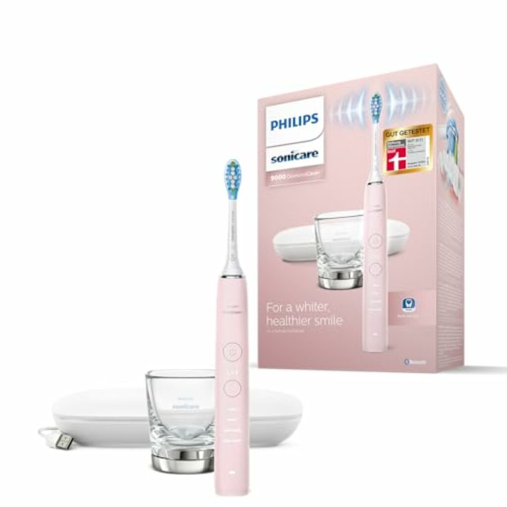 Philips DiamondClean Elektrische Zahnbürste - Schallzahnbürste mit 4 Putzprogrammen, Timer, Rosa, 1 Stück (1er Pack)