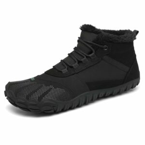 SAGUARO Barfußschuhe Herren Winter Winterschuhe Damen Gefüttert Warm Winterstiefel Wasserdicht Outdoor Rutschfeste Schwarz 45