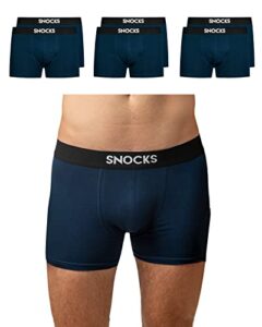 Snocks Herren Boxershorts Set 6er-Pack in den Gr. L aus Bio-Baumwolle I Unterhosen für Männer mit idealer Passform ganz ohne zwicken oder aufrollen I Angenehmes Tragegefühl I Blau