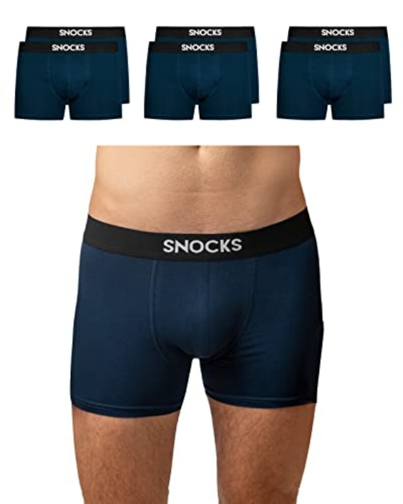 Snocks Herren Boxershorts Set 6er-Pack in den Gr. L aus Bio-Baumwolle I Unterhosen für Männer mit idealer Passform ganz ohne zwicken oder aufrollen I Angenehmes Tragegefühl I Blau