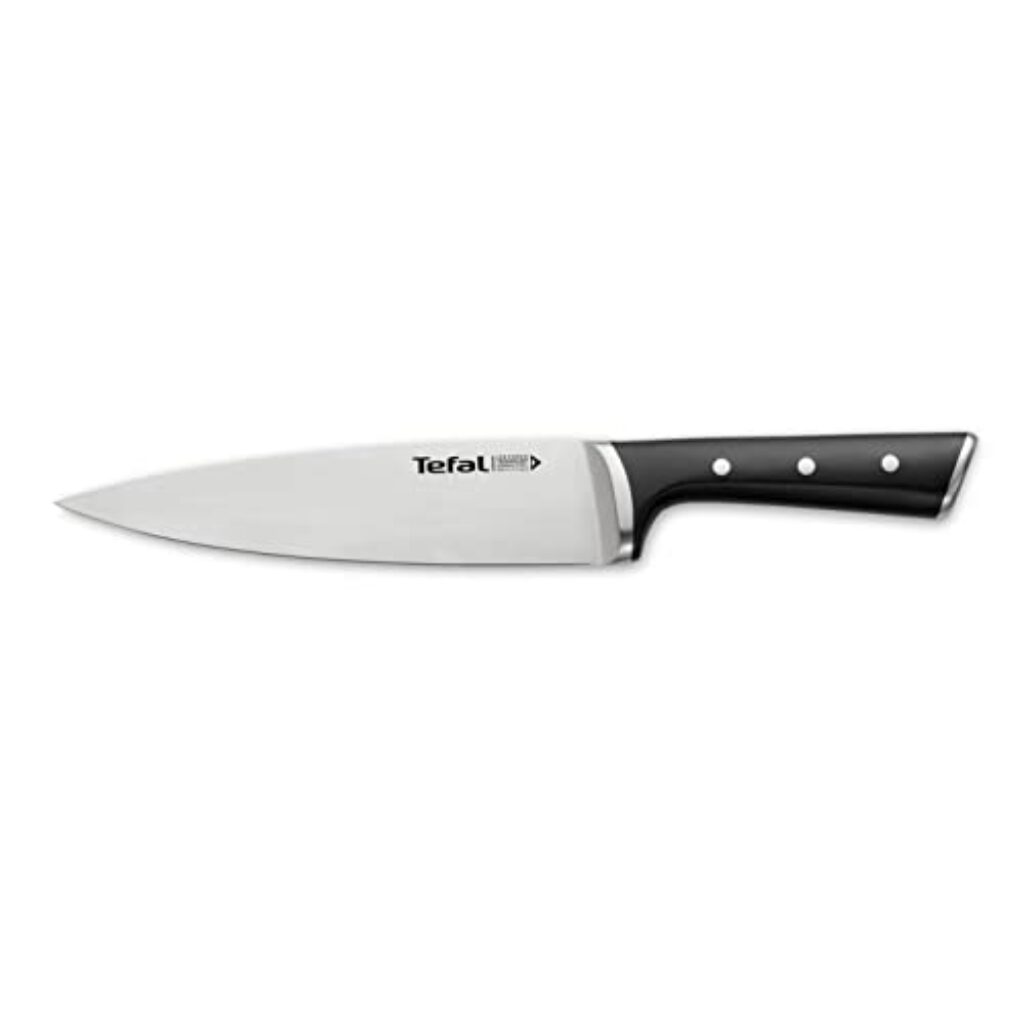 Tefal Ice Force Kochmesser K23202 | 20 cm Klinge | Korrosionsschutz | Handschutz | Edelstahl/Schwarz