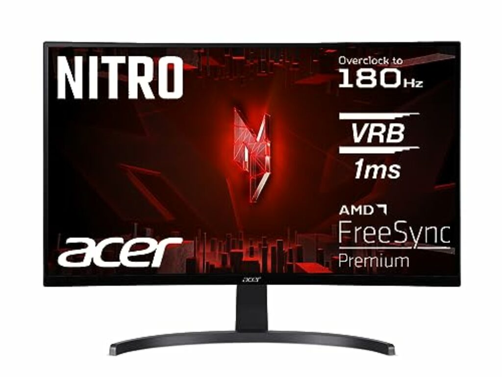 Acer Nitro ED273 S3 Gaming Monitor 27 Zoll (69 cm Bildschirm) Full HD, 165 Hz (180Hz OC), 1ms(VRB), 1x HDMI 2.0, 1x HDMI 1.4, 1xDP 1.2, AMD FreeSync Premium, schwarz