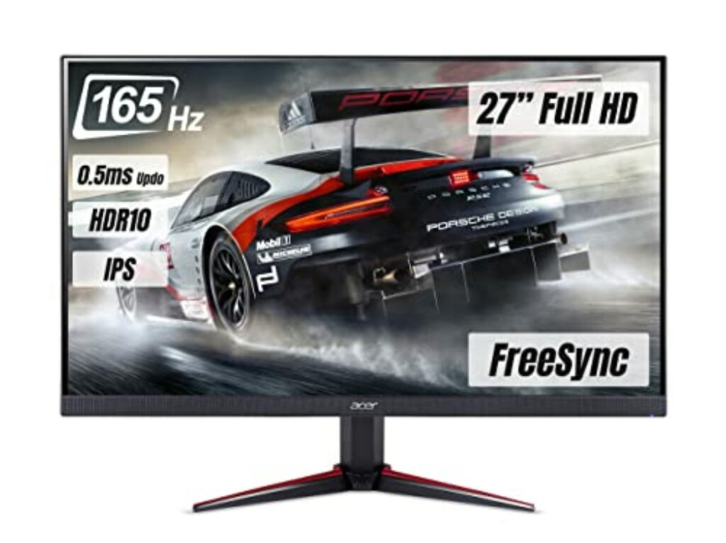 Acer Nitro VG270S Gaming Monitor 27 Zoll (69 cm Bildschirm) Full HD, 165Hz OC, 144Hz, 2ms (G2G), 2xHDMI 2.0, DP 1.2a, HDMI/DP FreeSync Premium, Schwarz