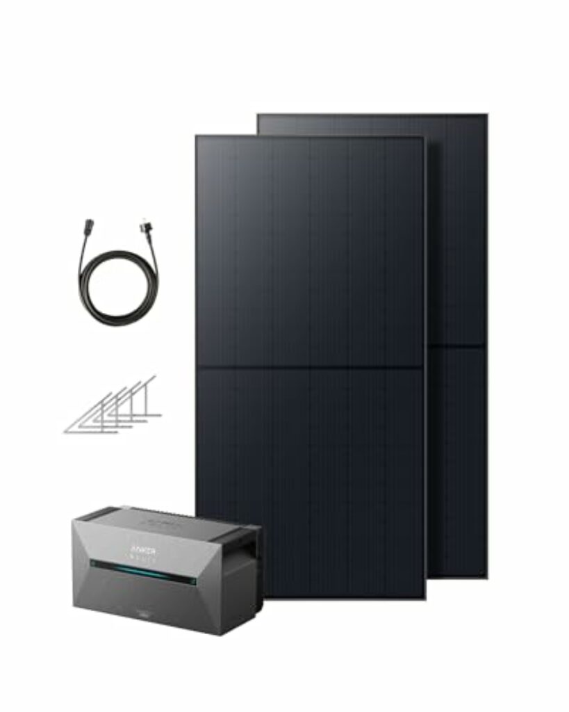 Anker SOLIX Balkonkraftwerk mit Speicher (1080W | 1600Wh), Solarbank 2 E1600 Plus (1600Wh), 2× RS50B Solarpanel (540W), 9,6kWh Kapazität, Halterungen, Plug&Play Installation