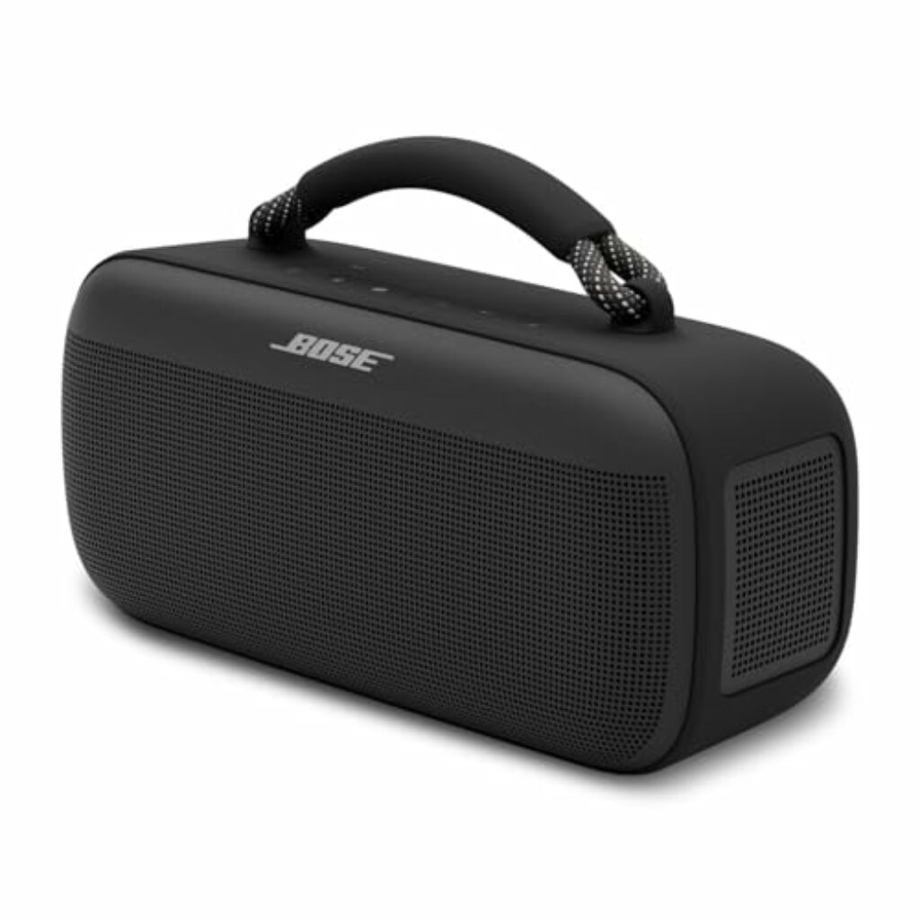 Bose Tragbarer SoundLink Max Lautsprecher, großer, wasserdichter Bluetooth-Lautsprecher, bis zu 20 Stunden Akkulaufzeit, USB-C, integrierter 3,5 mm AUX-Eingang, Schwarz