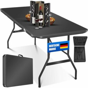 KESSER® Buffettisch Tisch klappbar Kunststoff 183x76 cm Campingtisch Partytisch Klapptisch Gartentisch für Garten, Terrasse und Balkon zusammenklappbar 6 Personen inkl. Tragegriff, Anthrazit