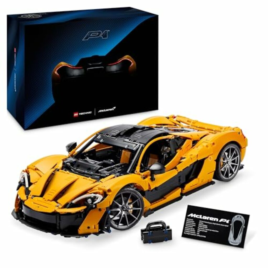 LEGO Technic McLaren P1, Set mit Supersportwagen für Erwachsene, Geschenk für Autofans, maßstabsgetreues Sammlerstück mit V8-Kolbenmotor und 7-Gang-Getriebe, Modellauto, Spielzeugauto Set 42172