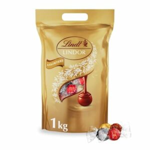 Lindt LINDOR Schokoladen Kugeln Klassische Mischung | ca. 80 Schokoladen Kugeln (Vollmilch, Weiß, Dunkel 60%, Haselnuss) | Großpackung, 1kg