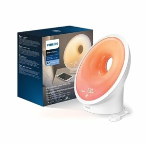 Philips Connected Sleep & Wake-up Light, Ambitrak-Umweltsensor, wählen Sie Licht, Töne und Musik aus, Mitternachtslicht, Entspannungs- und Atemfunktion, SleepMapper-App WIFI (Modell HF3671/01)