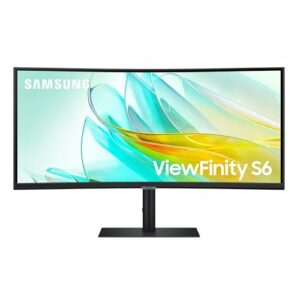 Samsung ViewFinity S65UC Curved Monitor 34 Zoll, Mit Lautsprechern, Bildschirm mit VA-Panel, 3.440 x 1.440 Pixel, Bildwiederholrate 100 Hz, Reaktionszeit 5 ms, 90 W Laden via USB-C, Pivot