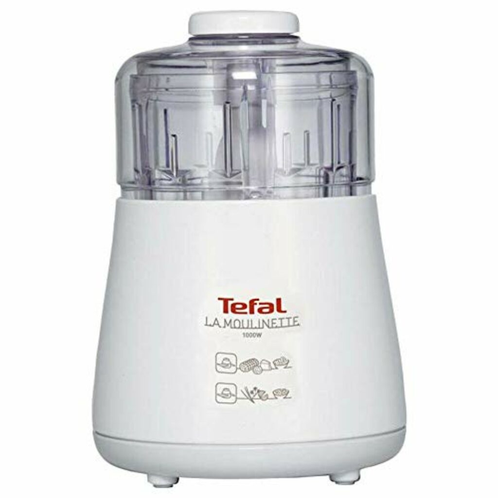 Tefal La Moulinette, Elektrischer Zerkleinerer, 1000 Watt, 500 ml, Kabelverstaufach, 4 Funktionen: Zerkleinern, Mixen, Mischen, Mahlen, DPA130, Weiß