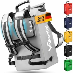 Valkental - Vollreflektierende 3in1 Fahrradtasche - NEUAUFLAGE 2024 - Geeignet als Gepäckträgertasche, Rucksack und Umhängetasche - Wasserdicht & Reflektierend - 23L - Grau