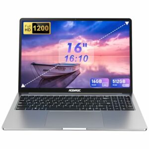 ACEMAGIC Laptop, Metallgehäuse, 16 Zoll FHD, 16 GB DDR4, 512 GB SSD Notebook-Computer, In-tel Quad-Core N97 (bis zu 3,60 GHz) schlägt N5095, Leichter Laptop mit WLAN, BT5.0, USB 3.2 x 2, Typ C(Gray)