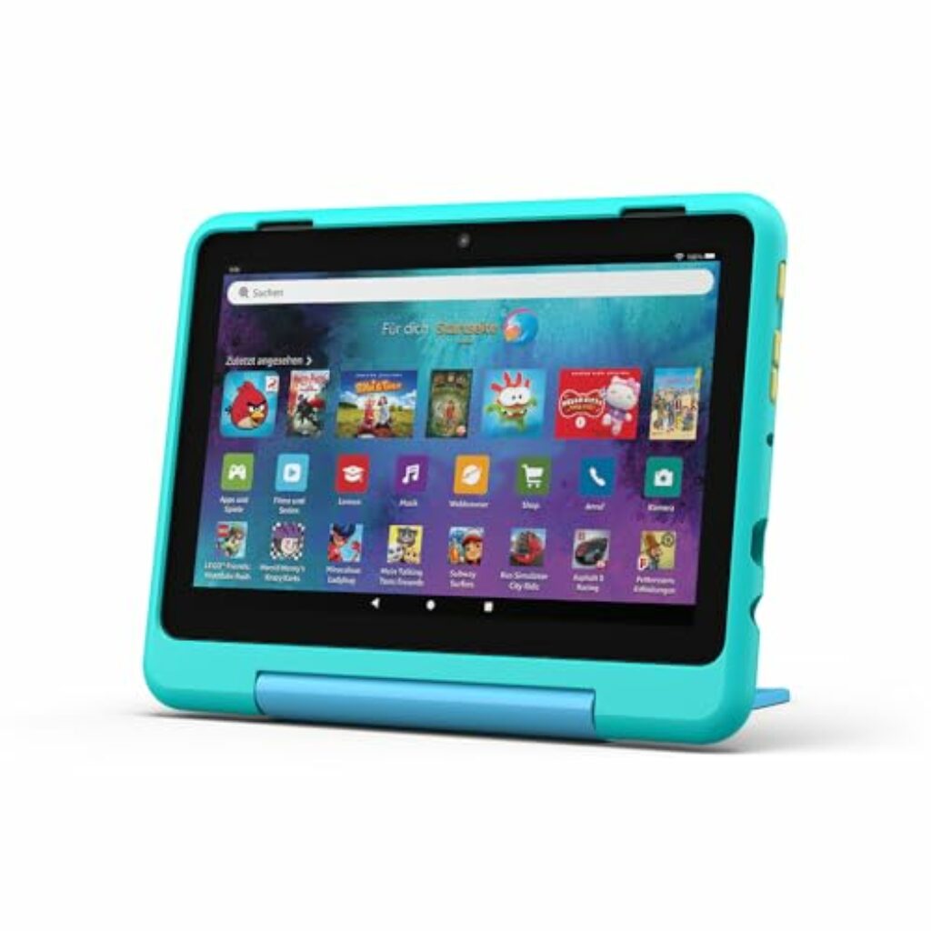 Amazon Fire HD 8 Kids Pro-Tablet (Neueste Generation), für Kinder von 6-12 J. | 3 GB RAM, 8-Zoll-HD-Bildschirm, werbefreie Inhalte, Kindersicherung, 13 Std. Akkulaufzeit, 32 GB, blaugrün (2024)