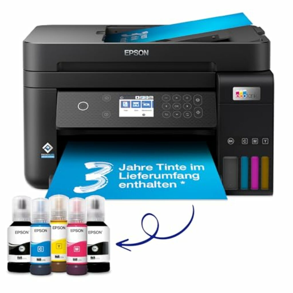 Epson EcoTank ET-3850 A4-Multifunktions-Wi-Fi-Tintentankdrucker, mit einem im Lieferumfang enthaltenen Vorrat an Tinten bis zu 3 Jahren