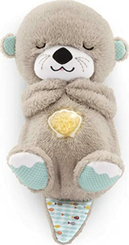 Fisher-Price Schlummer Otter Kuscheltier mit Atembewegung und Musik, Baby Erstausstattung, Neugeborene, Baby Spielzeug ab Geburt, Babyparty und Neugeborenen Geschenk, FXC66