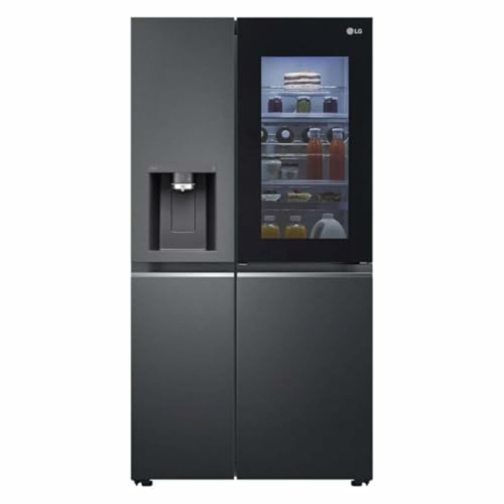 LG Electronics GSXV90MCDE Side-by-Side mit InstaView Door-in-Door | Craft Ice | Eis-, Crushed Ice- und Wasserspender | 635 Liter Kapazität | Festwasseranschluss | Schwarz