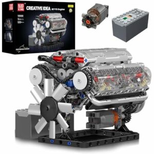 Mould King 10088 MOC Technik （V8） Achtzylinder-Motor Reihenbenzinmotor-Blockbausatz Technologie Klemmbausteine Bausatz Enthält Motor und Batteriekasten V8-Motor (535 PCS+)