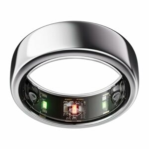 OURA Gen3 Horizon Smart-Ring - Größe 8, Silver | Wearable für Schlaf-, Herzfrequenz- und Fitnesstracking - Bis zu 7 Tage Akkulaufzeit - Kompatibel mit iOS/Android - Bestimme Deine Größe vor dem Kauf