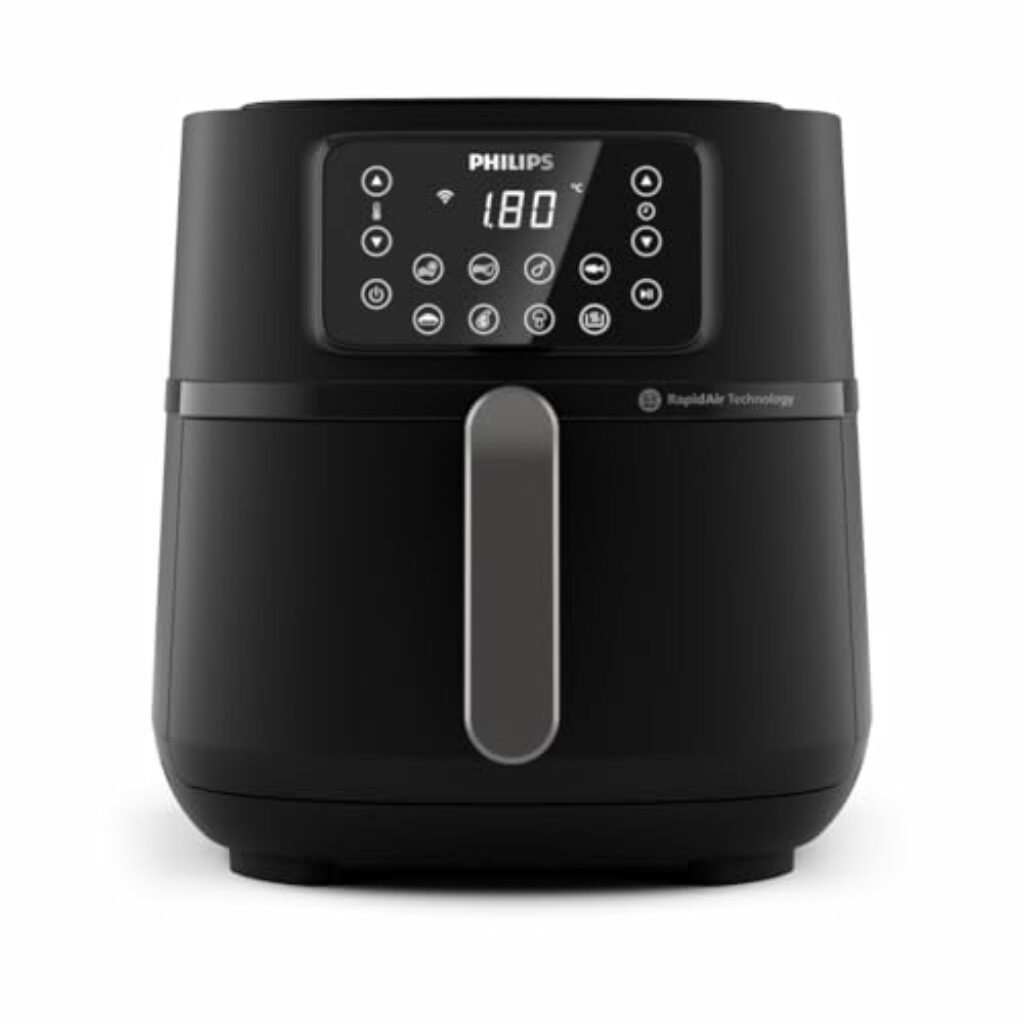 Philips Airfryer 5000 Connected Series – 16 Arten der Zubereitung, 7,2 l Fassungsvermögen, Rapid Air Technologie für gesunde Mahlzeiten, energiesparend, leicht zu reinigen (HD9285/90)