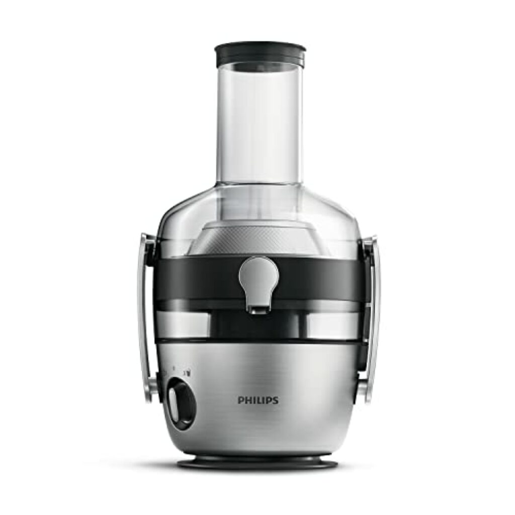 Philips Entsafter – 1100W, 2L, HomeID-Rezepte-App, XXL-Einfüllöffnung, QuickClean (HR1921/20), 25 x 43.2 x 29.6 cm, ‎Edelstahl