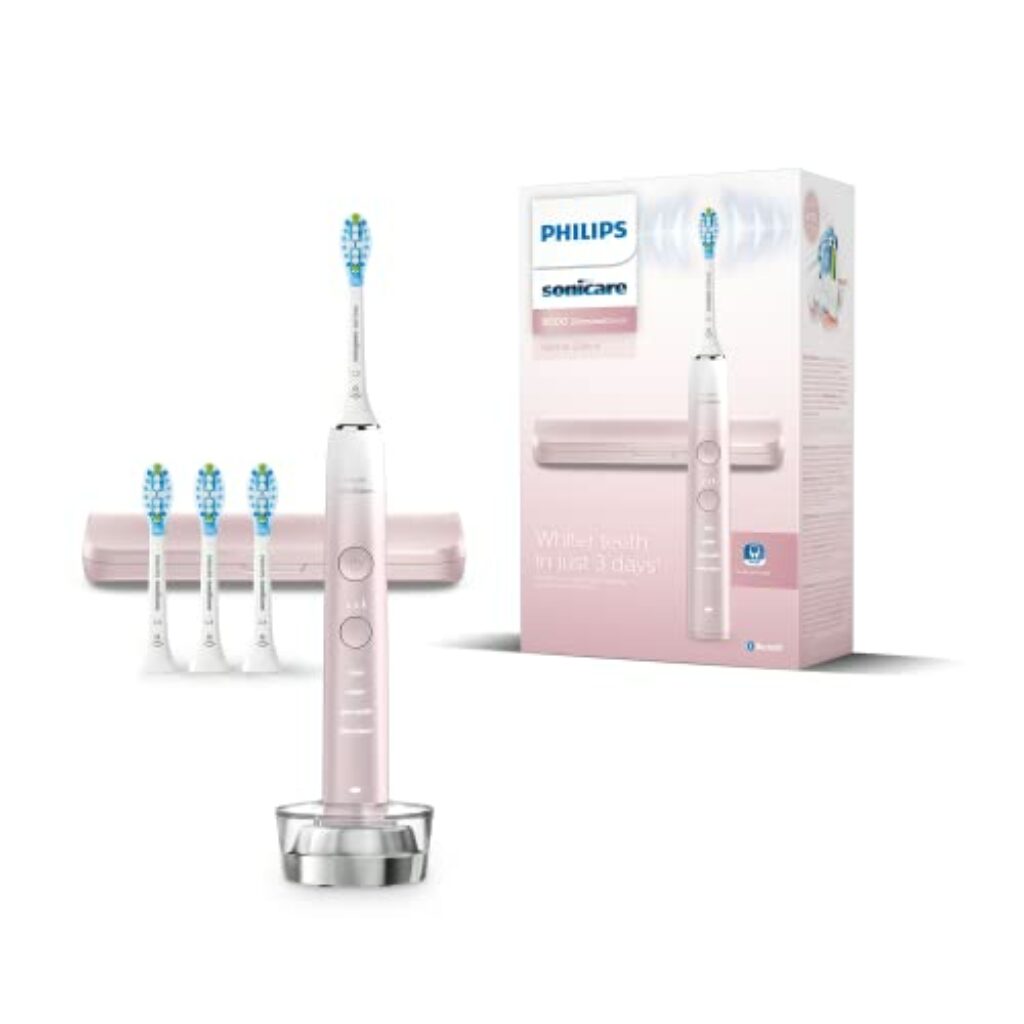 Philips Sonicare DiamondClean Elektrische Zahnbürste, 9000er Serie, Sonderedition – Schallzahnbürste, sauberere Zähne, 4x C3 Premium Plaque Defense-Bürstenköpfen, pink (Modell HX9911/79)