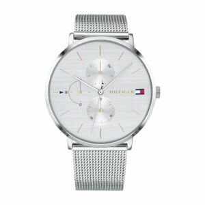 Tommy Hilfiger Multi Zifferblatt Quarz Uhr für Damen mit Silbernes Edelstahl-Mesh-Gliederarmband - 1781942