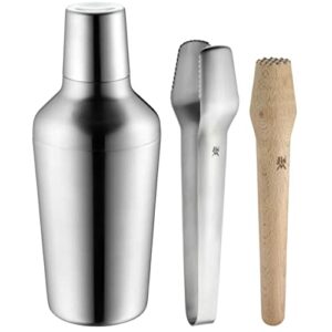 WMF Matroschka Cocktail Set 5-teilig, Barset mit Edelstahl Cocktail Shaker 700ml, Barmaß, Cocktail Sieb, Eiszange und Stößel, ineinander verstaubar