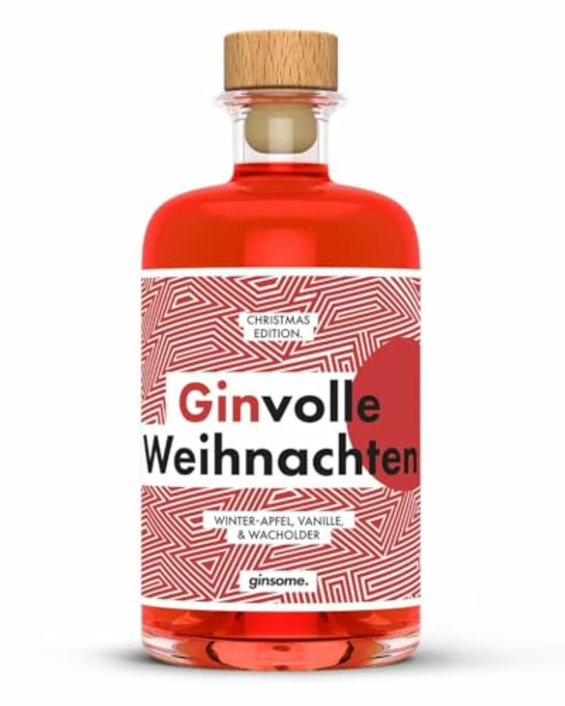 ginsome. Weihnachts-Gin | 42% Vol. (1 x 0.5 l) Premium Gin, humorvoll verpackt | Winter-Apfel, Zimt, Vanille, Orange | Ideal als Geschenk!