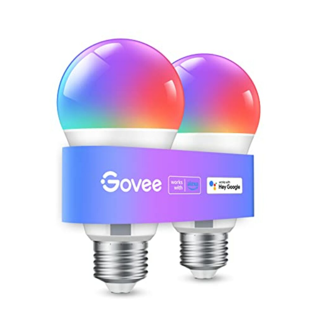 Govee Smart Glühbirne E27, WLAN Lampe RGBWW dimmbare mit 16 Millionen DIY-Farben, 800LM, 54 Szenen, Smarte Glühbirne Sprachsteuerung Funktionieren mit Alexa, Google Assistant, 2 Stück