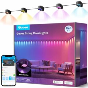 Govee Smart RGBIC Wandleuchte Innen, Led Wandleuchte Kompatibel mit Alexa, WiFi Wandlampe für Party, Musik Sync, Wandleuchte Dimmbar Innenbeleuchtung für Wohnzimmer, Weihnachten Deko, Schwarz, 5M