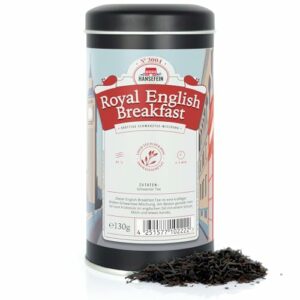 Hansefein Royal English Breakfast Schwarzer Tee Broken 130g in Aromadose Schwarztee als tee geschenk oder tee set zum genießen perfektes tee geschenkset in der tee box