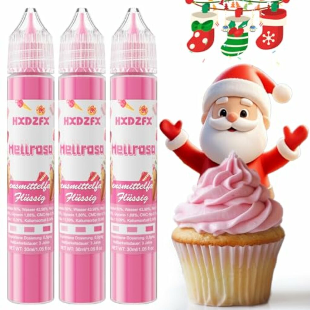 Lebensmittelfarbe - Lebensmittelfarbe Flüssig, Hochkonzentrierte Food Coloring, Flüssige Lebensmittel Farben für Backen, Tortendeko, Kekse, Macaron, Ostereier, Teig - 3 × 30ml (Hellrosa)