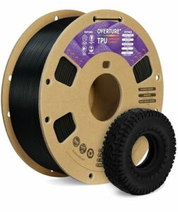 OVERTURE TPU Filament 1.75 mm, Flexible TPU Rolle Weiches 3D-Drucker Filament, 95A 1kg Spule (2.2 lbs), Maßgenauigkeit +/- 0,02 mm (Schwarz)