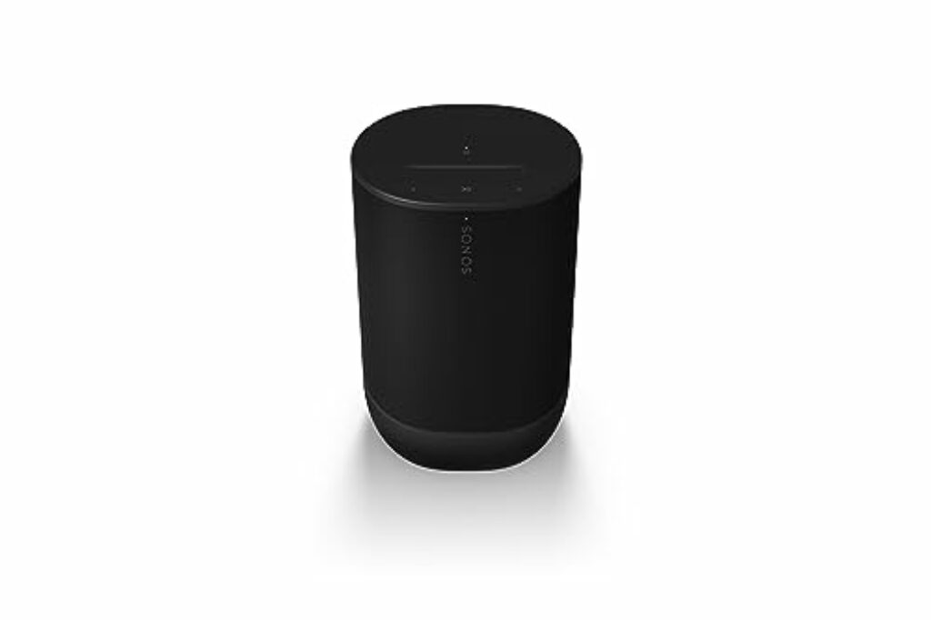 Sonos Move 2 | Tragbarer WLAN Speaker mit WLAN, Bluetooth, kompatibel mit Amazon Alexa, mindestens 24 Stunden Akkulaufzeit und kabelloser Ladestation - Schwarz