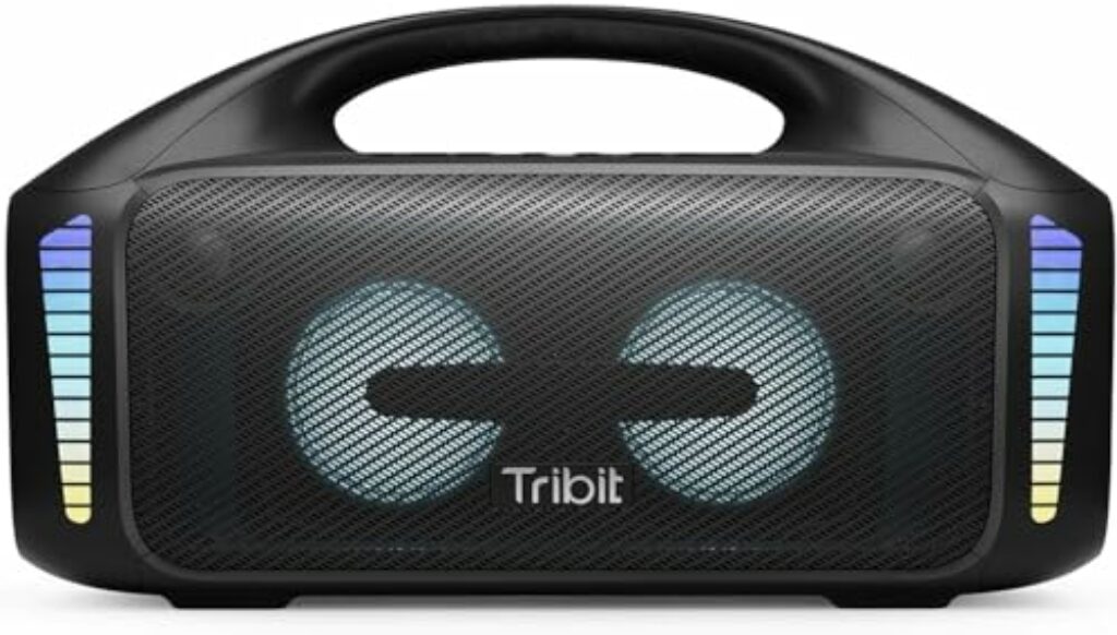 Tribit Bluetooth Lautsprecher StormBox Blast,Tragbarer Party Lautsprecher 90W Lauter Stereo Sound mit XBass LED-Lichtshow Bluetooth 5.3,Wasserdichter IPX7,TWS,30 Stunden Spielzeit für Draußen