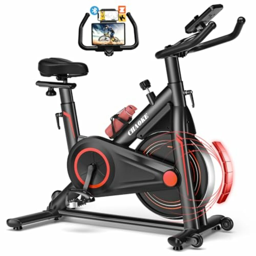 2025 NEU Heimtrainer Fahrrad mit App, CHAOKE Profi Ultra-Leiser Ergometer Heimtrainer mit Magnetwiderstand, Superweichem und Atmungsaktivem Sitz, Indoor-Hometrainer mit Y-Stabil-Basis, Bis 160KG