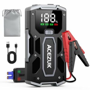 ACEZUK Starthilfe Powerbank 4000A 12V (Bis Zu 7,0L Benzin Oder 5,5L Diesel) Auto Starthilfe mit LED-Taschenlampe, großen Bildschirm, Jumper Bildschirm, Autobatterie Booster für SUV Motorrad Rasenmäher