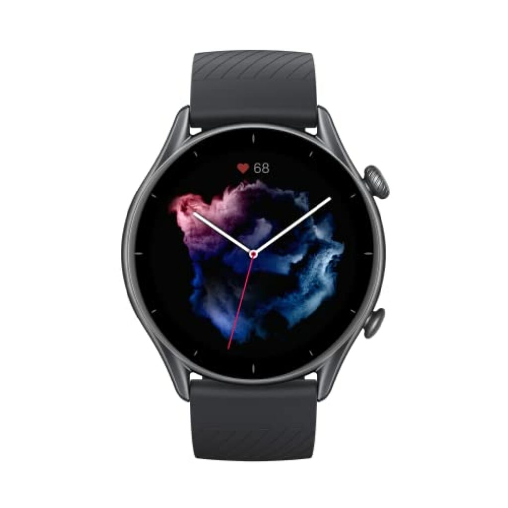 Amazfit Smartwatch GTR 3 46mm mit Gesundheitsüberwachung, SpO2, Zyklusüberwachung, GPS Sportuhr mit 150+ Sportmodi, 21 Tage Akku, Alexa für Herren Damen, Schwarz, Einheitsgröße