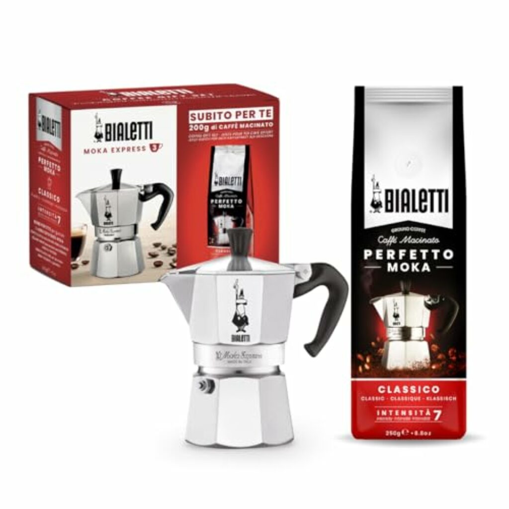 Bialetti Espressokocher plus 250 g Perfekt Moka Bialetti, nicht induktionsfähig, 3 Tassen (130 ml), Aluminium, 0003544