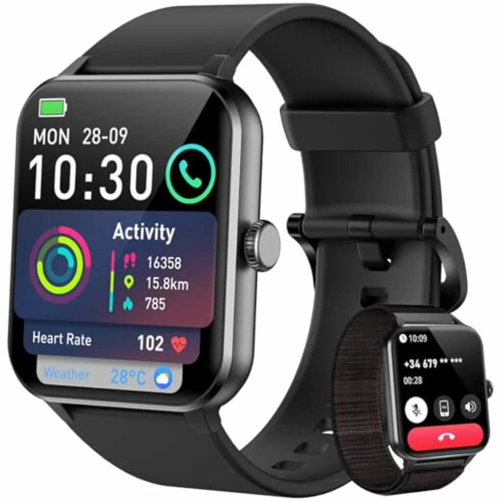 Blackview Smartwatch Herren Damen mit Telefonfunktion(Anrufe tätigen/empfangen)/Message Reminder, Sportuhr mit 100+Sportmodi, Fitnessuhr,Puls-Schlaf-Monitor, Schrittzähler, Smart Watch für Android iOS