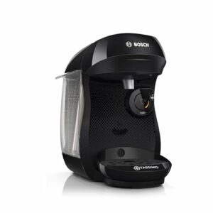 Bosch Tassimo happy friendly Kapselmaschine TAS102E, über 70 Getränke, geeignet für alle Tassen, Abschaltautomatik, nachhaltig, perfekt dosiert, platzsparend, 1400 W, schwarz