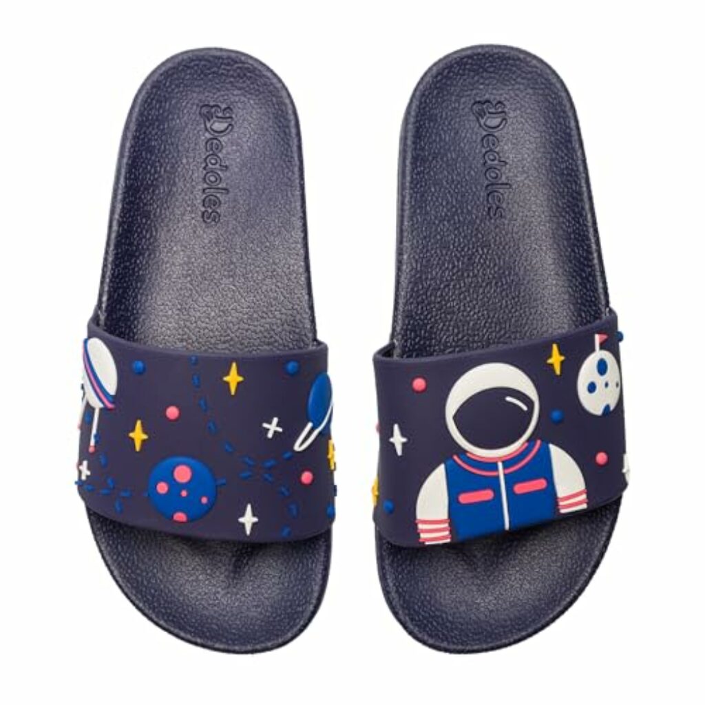 Dedoles Badeschuhe & Hausschuhe Damen Herren & Kinder Badesandalen lustige Designs Bücher Kaffee Party Pizza Fuchs Bär Lama Wolken Geschenk, Farbe: Astronaut, Gr.: 35 EU