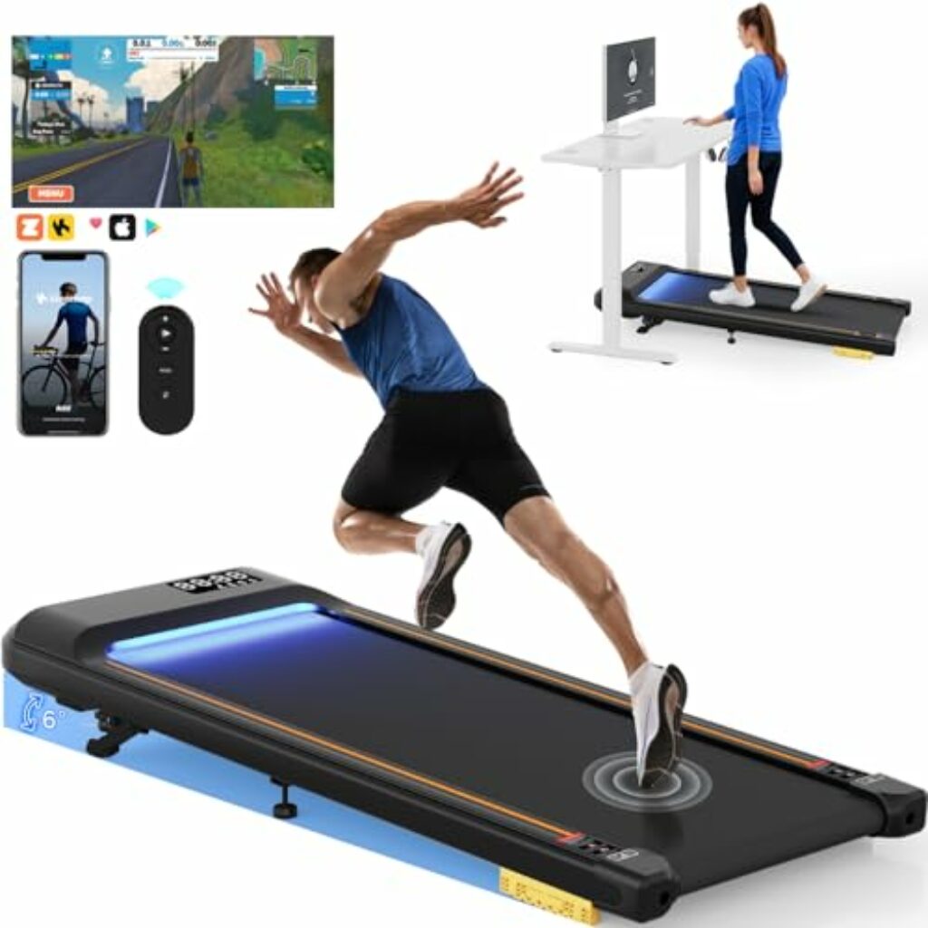 Devoko Walking Pad Laufband mit Steigung, Laufband für Zuhause 150KG, Laufband Schreibtisch, Walking Laufbänder mit App & Fernbedienung, Mini Treadmill for Home, Elektrisches Laufband bis 6km/h