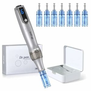 Dr. pen Ultima M8S Microneedling Pen 0-2,5 mm Einstellbar, Authentisch Kabellos Dermapen Microneedling Gerät, Type-C, mit 7 Typen Cartridges(12/24/36/42Pins,Nano-R,Nano-S) Geschenke Frauen Freundin