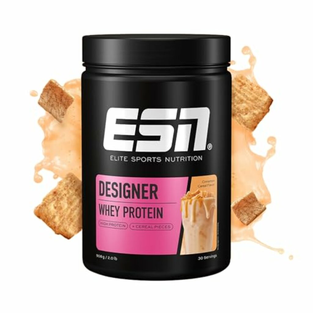 ESN Designer Whey Protein Pulver, Cinnamon Cereal, 908 g, bis zu 23 g Protein pro Portion, ideal zum Muskelaufbau und -erhalt, geprüfte Qualität - made in Germany